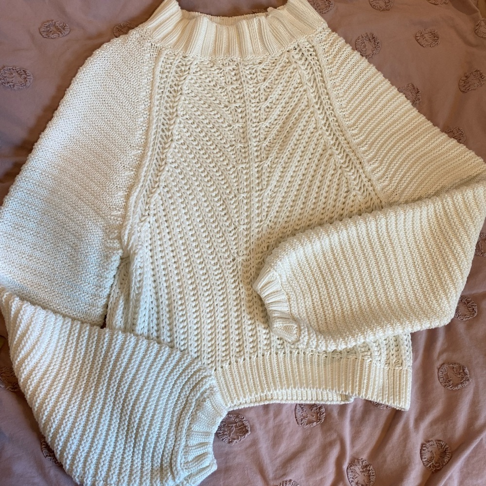 White free people sweetheart mock neck sweater size large